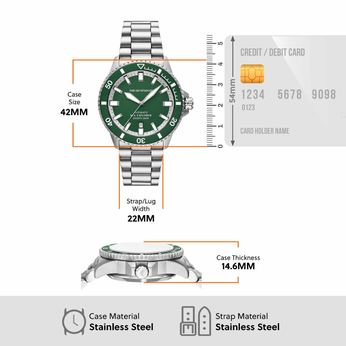 エンポリオアルマーニ EMPORIO ARMANI 腕時計 メンズ シーエクスプローラー 自動巻きウォッチ ステンレススチール AR60088【2025 新作】