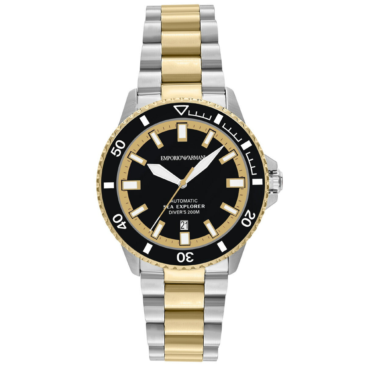 エンポリオアルマーニ EMPORIO ARMANI 腕時計 メンズ シーエクスプローラー 自動巻きウォッチ ツートン ステンレススチール AR60089【2025 新作】