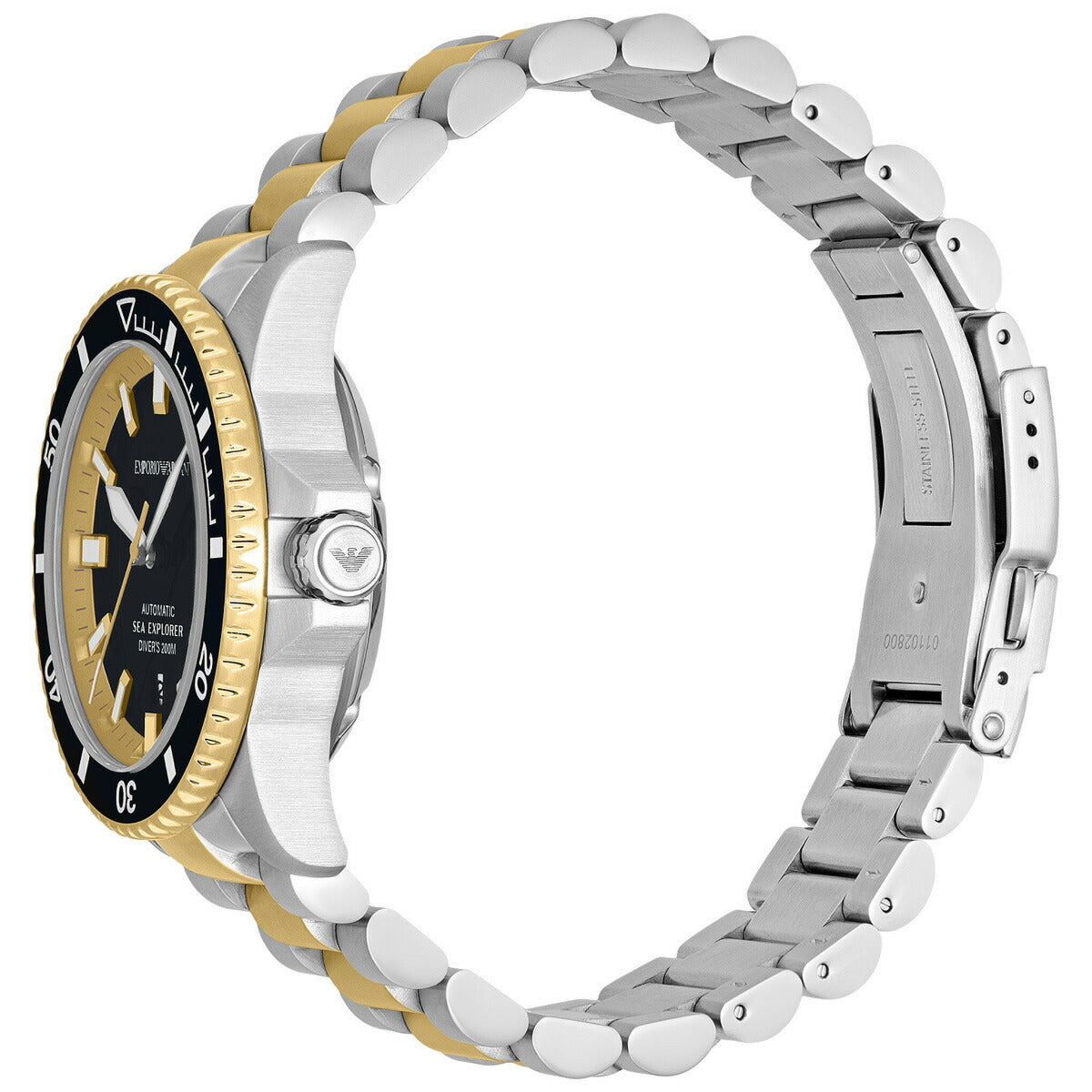 エンポリオアルマーニ EMPORIO ARMANI 腕時計 メンズ シーエクスプローラー 自動巻きウォッチ ツートン ステンレススチール AR60089【2025 新作】
