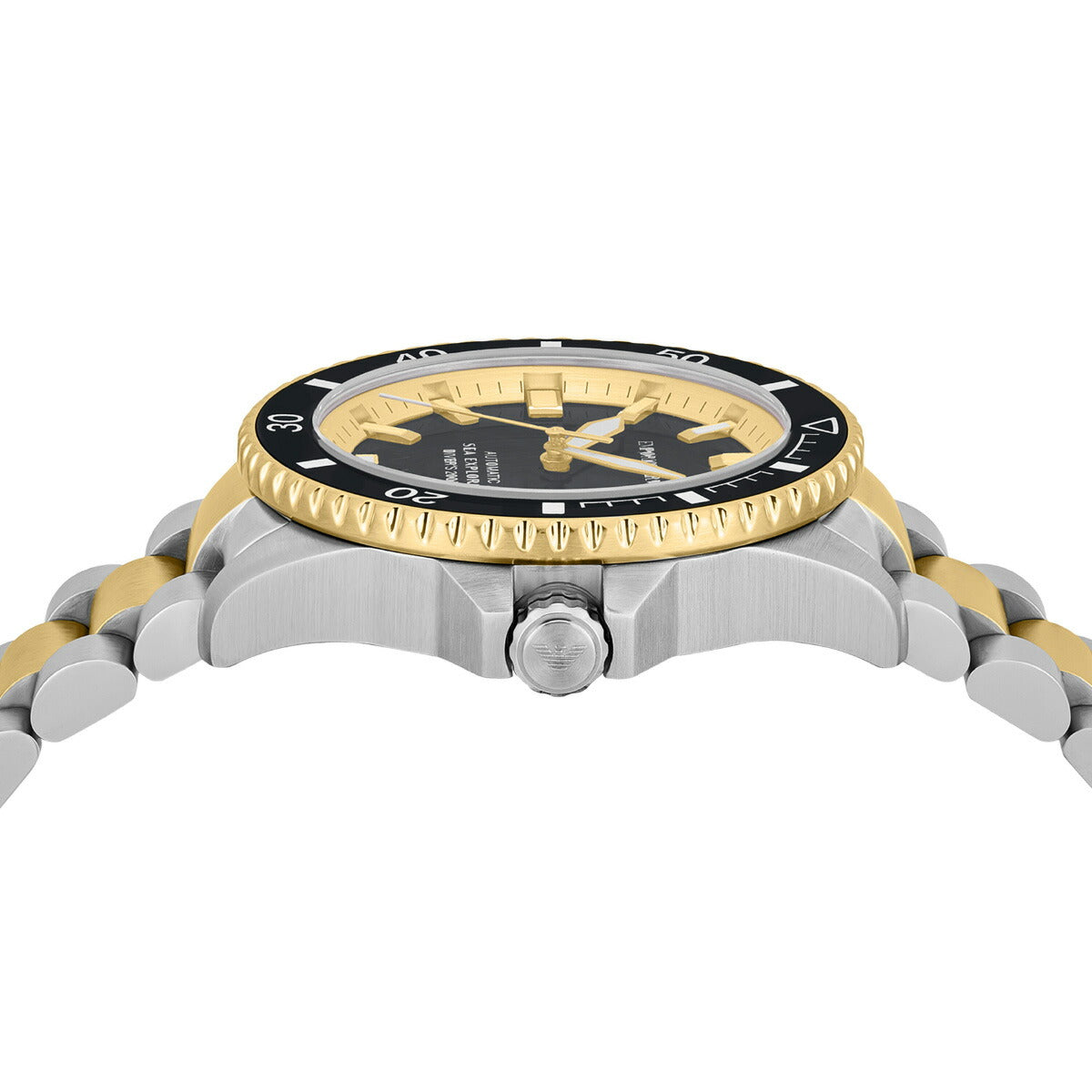 エンポリオアルマーニ EMPORIO ARMANI 腕時計 メンズ シーエクスプローラー 自動巻きウォッチ ツートン ステンレススチール AR60089【2025 新作】