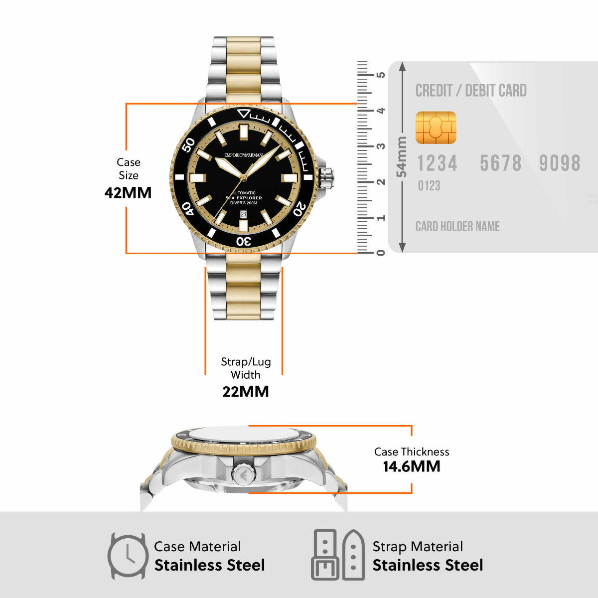 エンポリオアルマーニ EMPORIO ARMANI 腕時計 メンズ シーエクスプローラー 自動巻きウォッチ ツートン ステンレススチール AR60089【2025 新作】