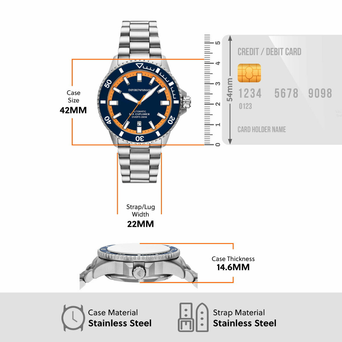 エンポリオアルマーニ EMPORIO ARMANI 腕時計 メンズ シーエクスプローラー 自動巻きウォッチ ステンレススチール AR60090【2025 新作】