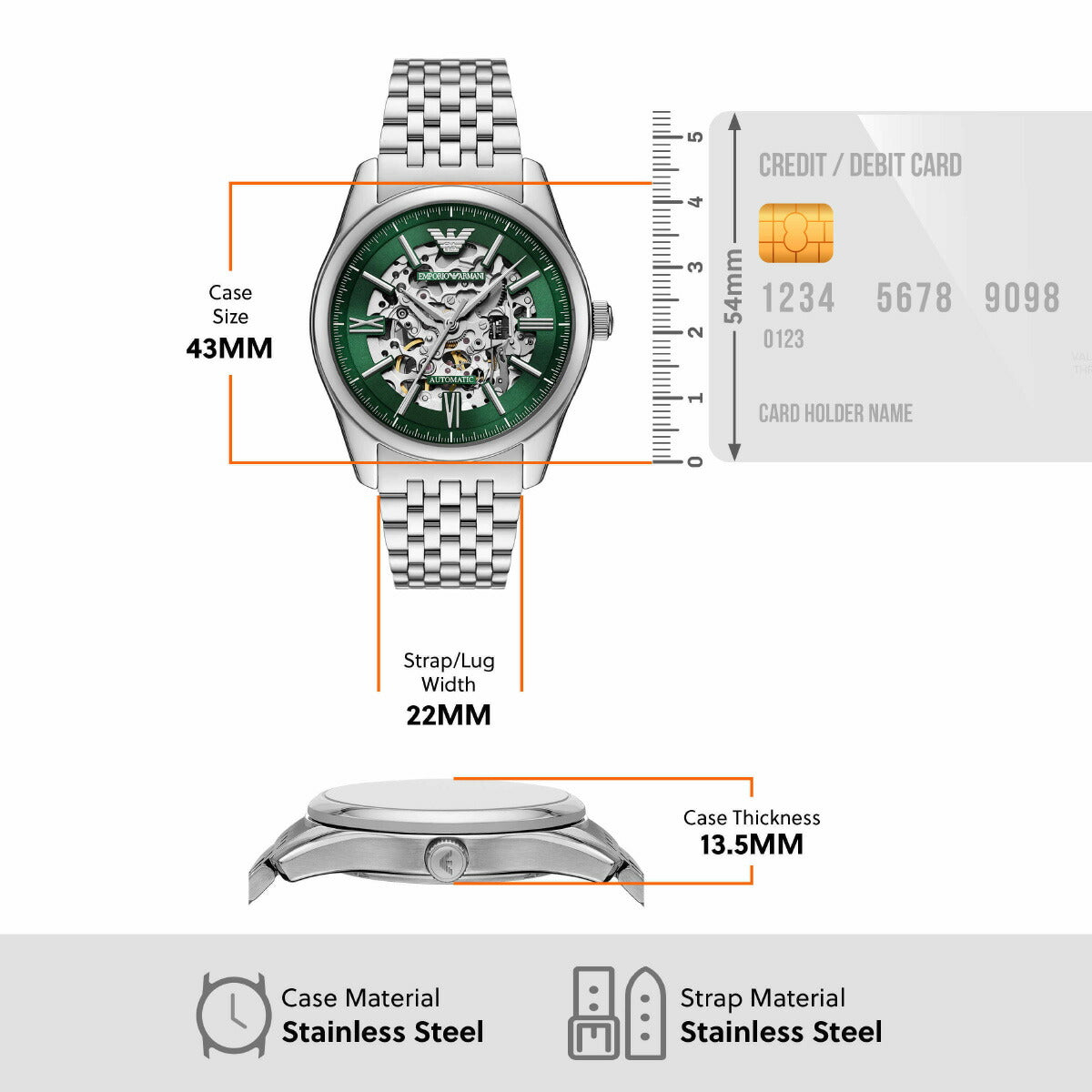 エンポリオアルマーニ EMPORIO ARMANI 腕時計 メンズ 自動巻きウォッチ ステンレススチール AR60091【2025 新作】