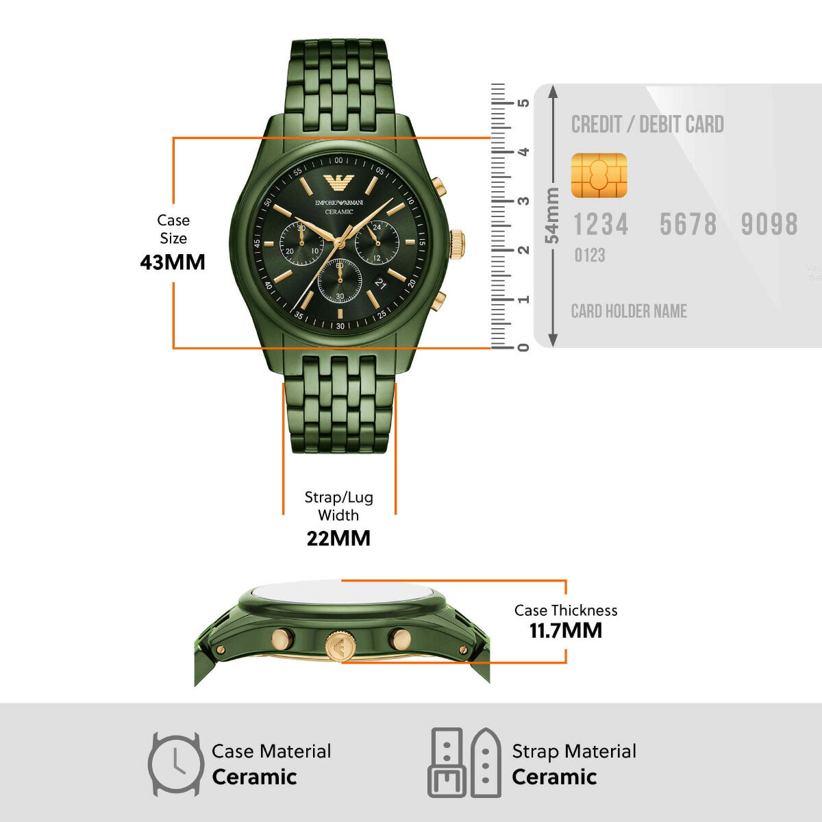エンポリオアルマーニ EMPORIO ARMANI 腕時計 メンズ クロノグラフウォッチ グリーンセラミック AR70017【2025 新作】