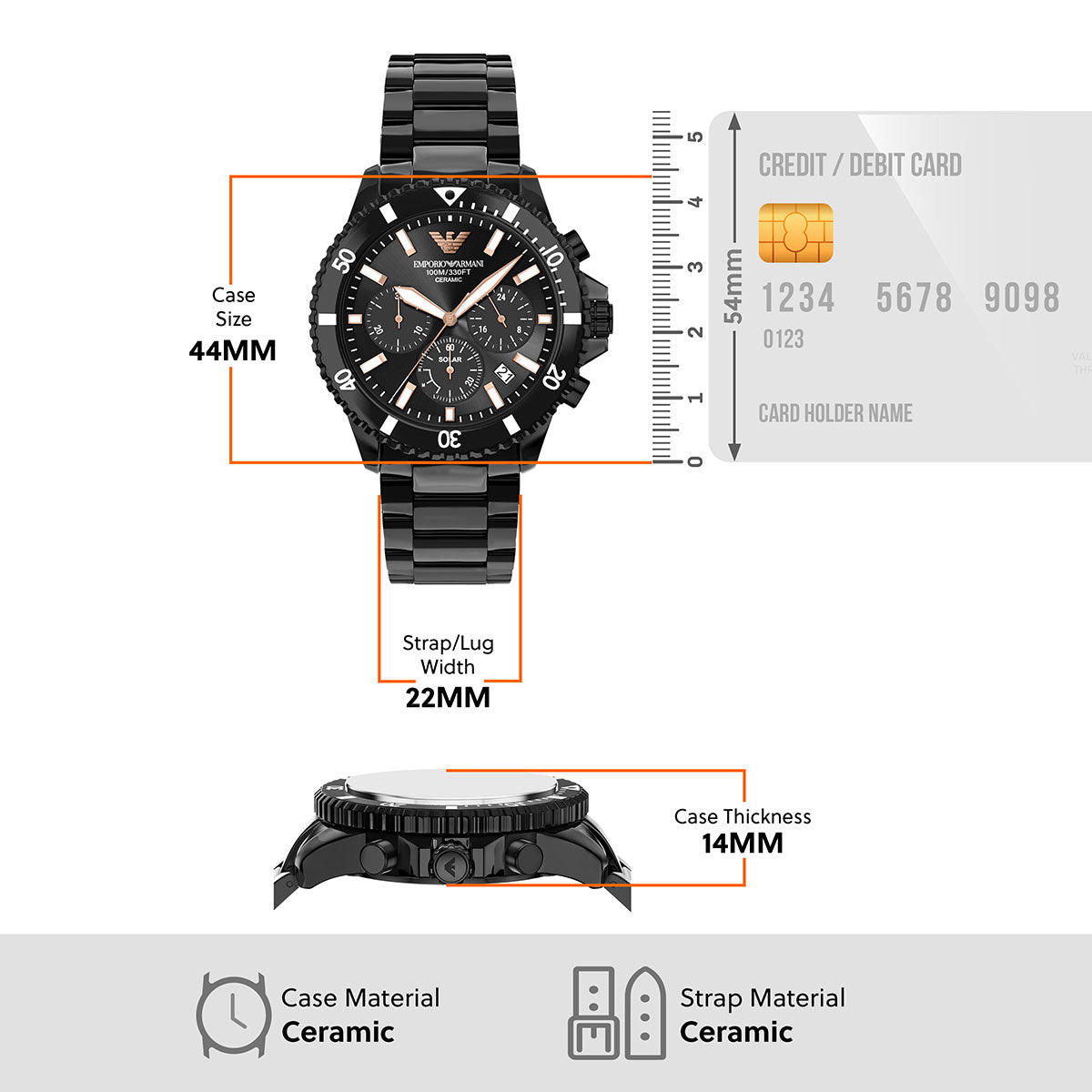 エンポリオアルマーニ EMPORIO ARMANI 腕時計 メンズ ソーラー クロノグラフ セラミック AR70022