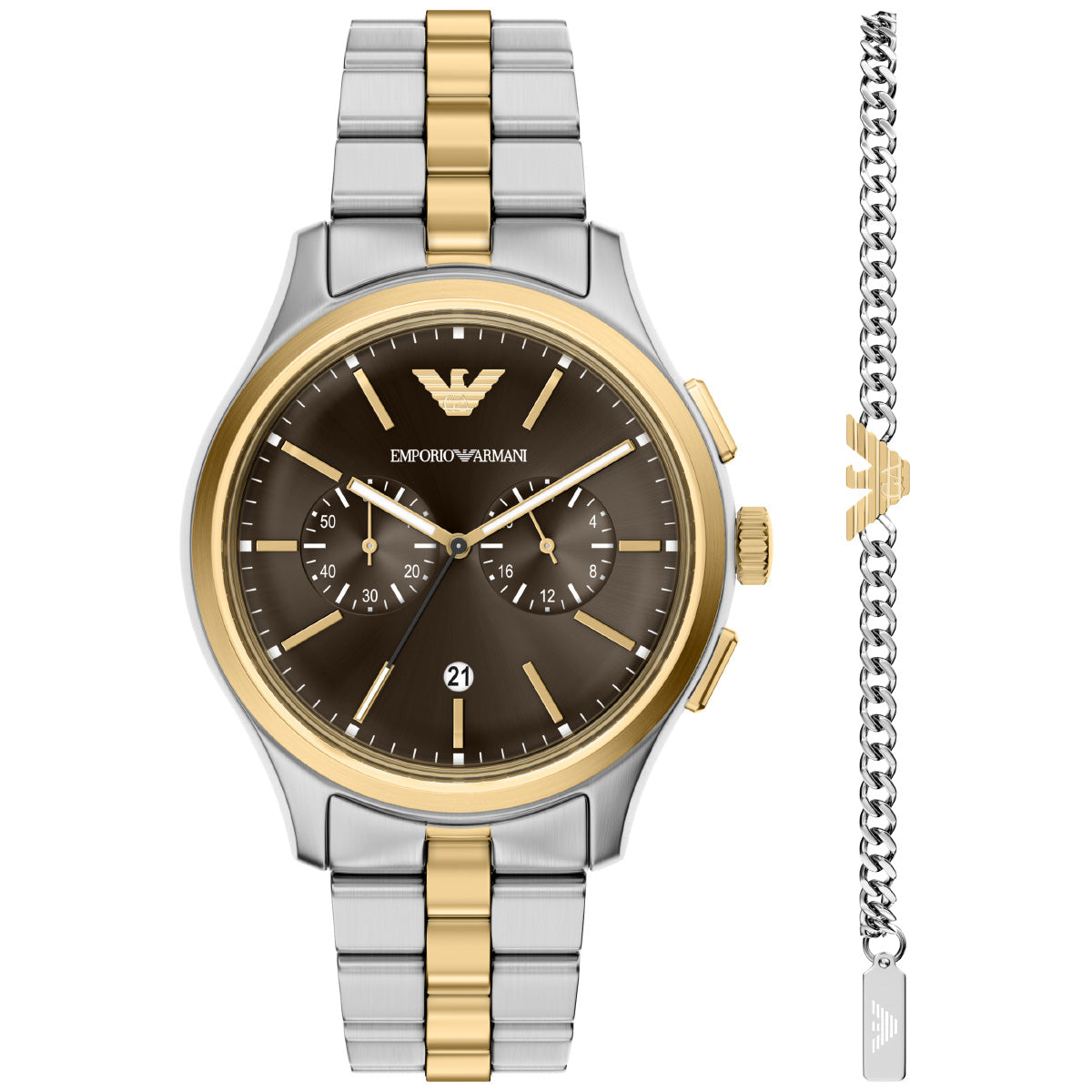 エンポリオアルマーニ EMPORIO ARMANI 腕時計 メンズ クロノグラフ ステンレススチール ウォッチ＆ブレスレットセット AR80084SET【2026 新作】【60回分割手数料無料！】