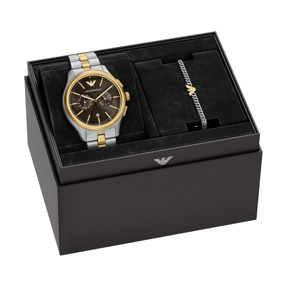 エンポリオアルマーニ EMPORIO ARMANI 腕時計 メンズ クロノグラフ ステンレススチール ウォッチ＆ブレスレットセット AR80084SET【2026 新作】【60回分割手数料無料！】