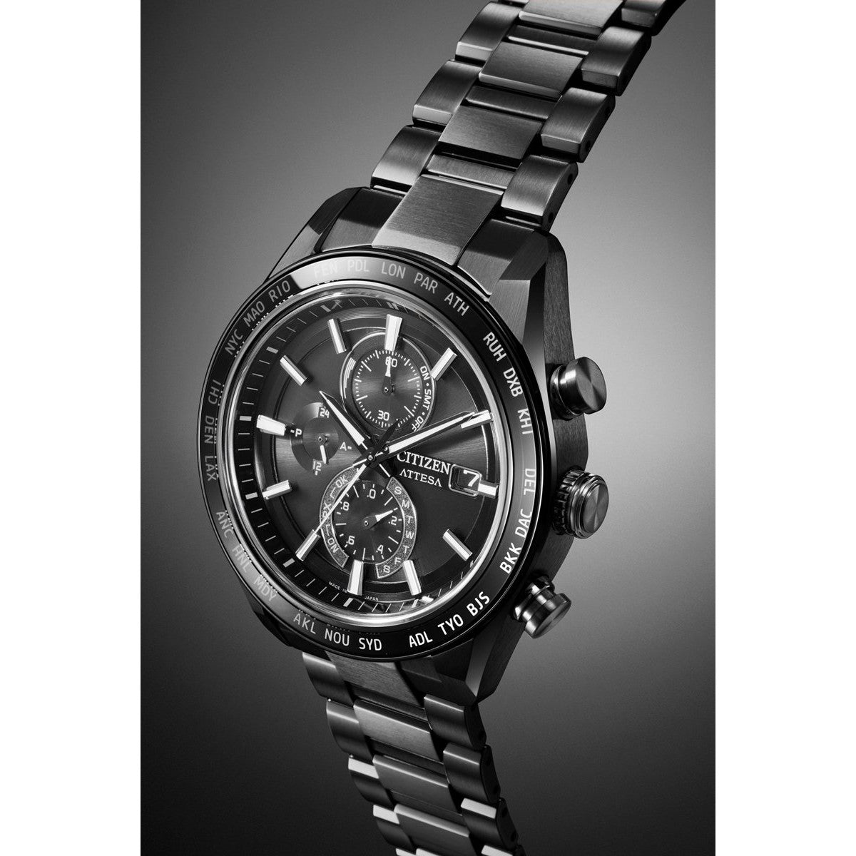 シチズン アテッサ CITIZEN ATTESA エコドライブ 電波時計 腕時計 メンズ AT8294-59E ダイレクトフライト ACT Line ブラックチタニウム【2025 新作】
