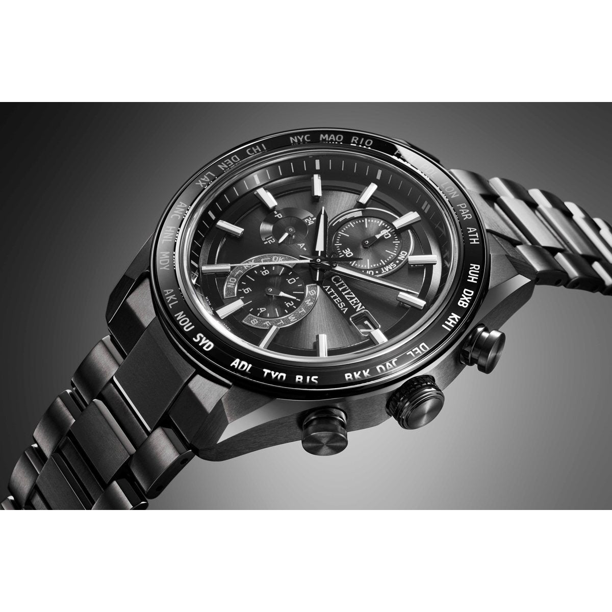 シチズン アテッサ CITIZEN ATTESA エコドライブ 電波時計 腕時計 メンズ AT8294-59E ダイレクトフライト ACT Line ブラックチタニウム【2025 新作】