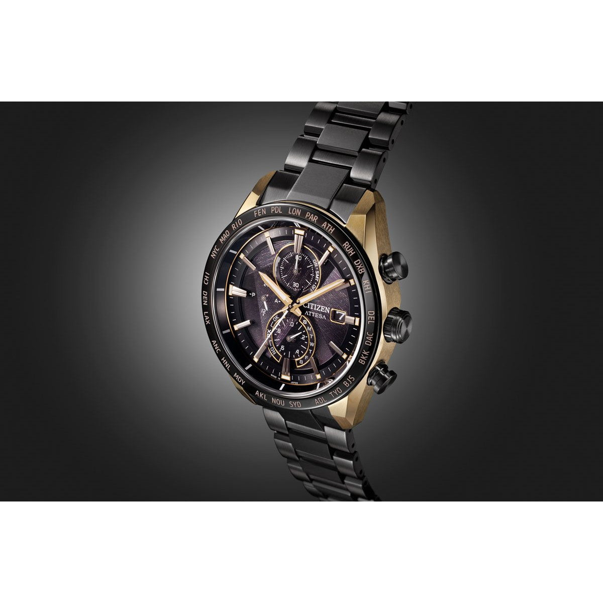 シチズン アテッサ CITIZEN ATTESA エコドライブ 電波時計 限定 腕時計 メンズ AT8384-58E ダイレクトフライト ACT Line LIGHT in BLACK Eco-Drive 50th Anniversary Edition【2026 新作】