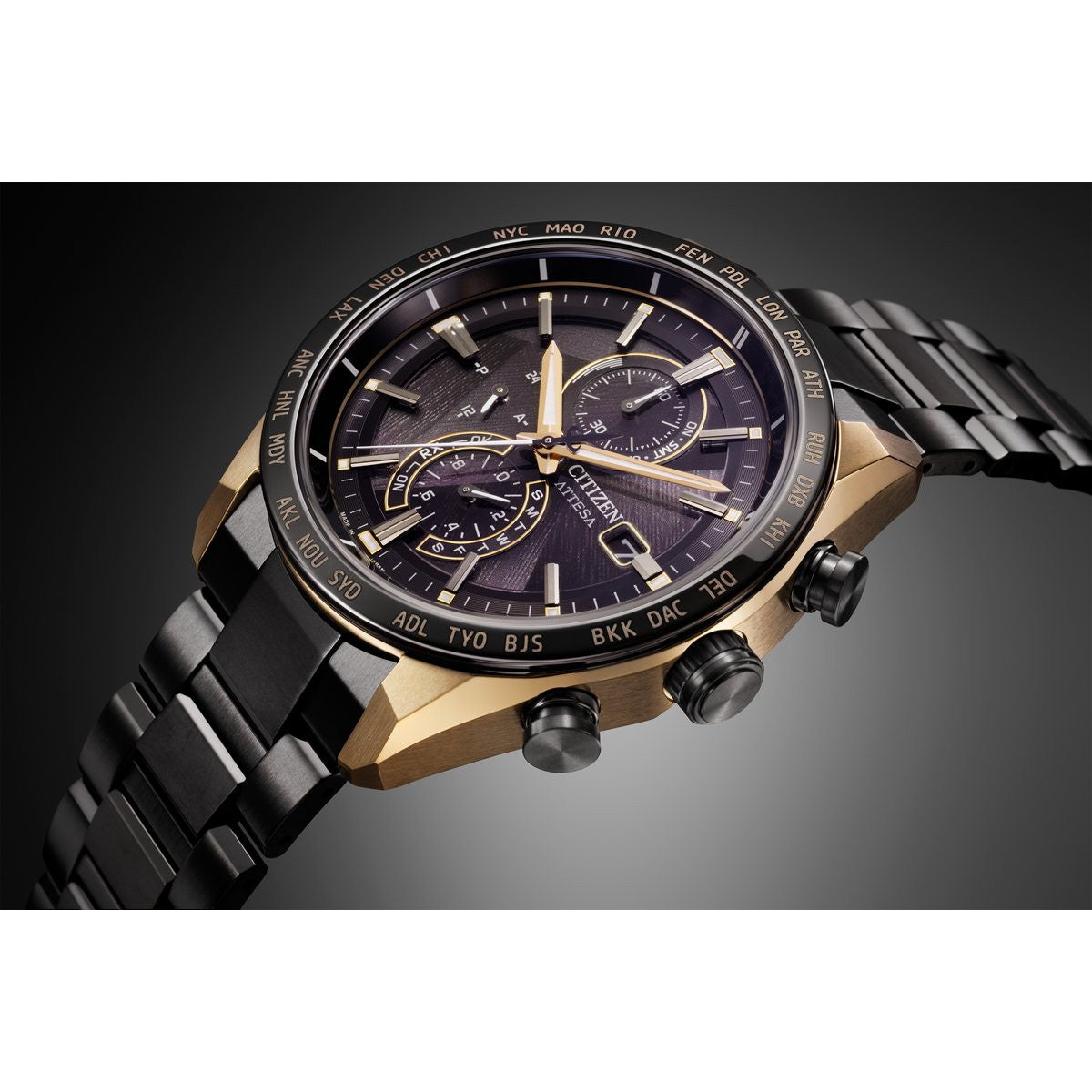 シチズン アテッサ CITIZEN ATTESA エコドライブ 電波時計 限定 腕時計 メンズ AT8384-58E ダイレクトフライト ACT Line LIGHT in BLACK Eco-Drive 50th Anniversary Edition【2026 新作】