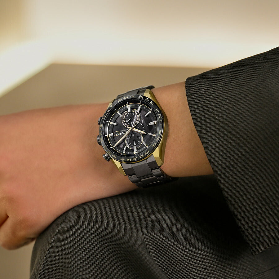 シチズン アテッサ CITIZEN ATTESA エコドライブ 電波時計 限定 腕時計 メンズ AT8384-58E ダイレクトフライト ACT Line LIGHT in BLACK Eco-Drive 50th Anniversary Edition【2026 新作】