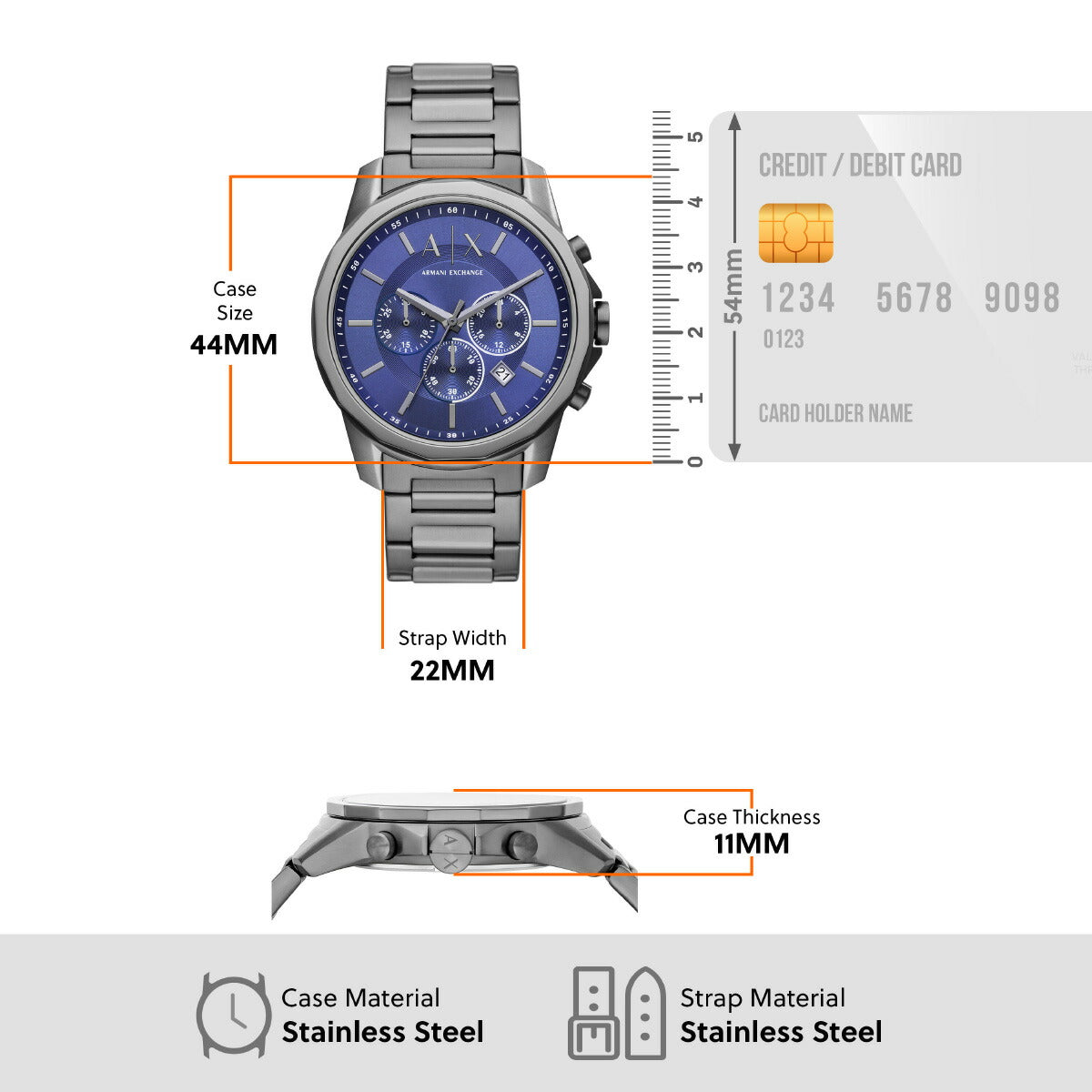 A|X アルマーニ エクスチェンジ ARMANI EXCHANGE 腕時計 メンズ クロノグラフ ステンレススチールウォッチ AX1731