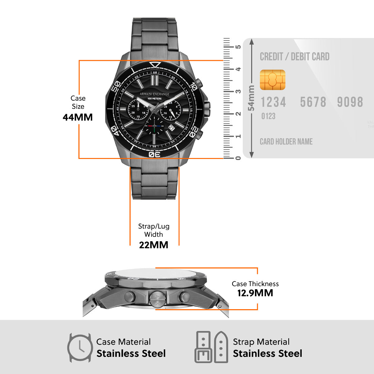 A|X アルマーニ エクスチェンジ ARMANI EXCHANGE 腕時計 メンズ クロノグラフ ステンレススチールウォッチ AX1959