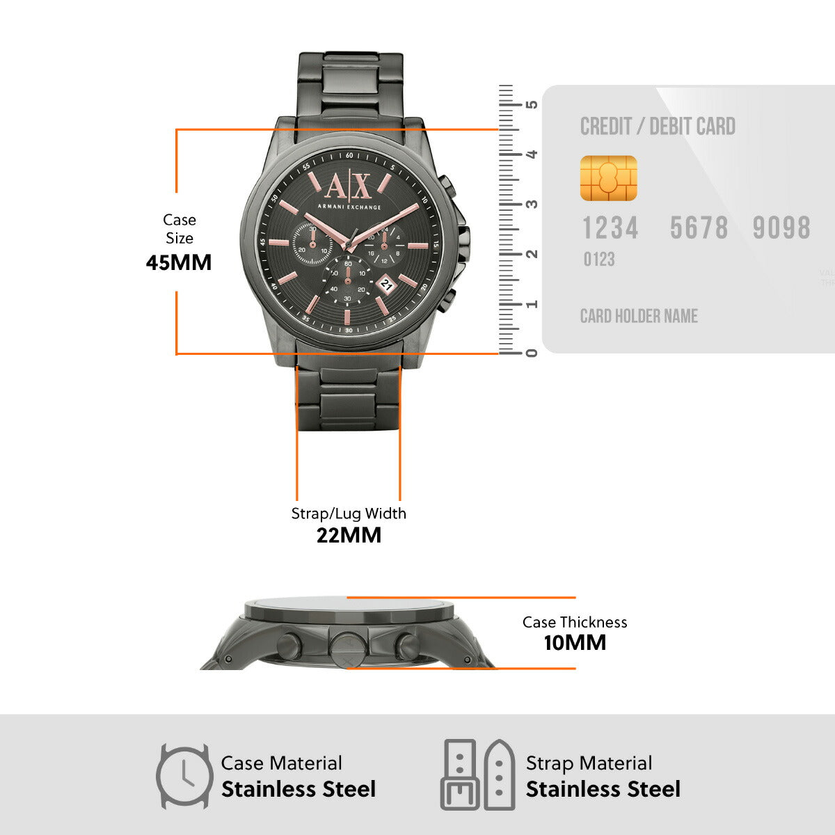 A|X アルマーニ エクスチェンジ ARMANI EXCHANGE 腕時計 メンズ クロノグラフ ステンレススチールウォッチ AX2086