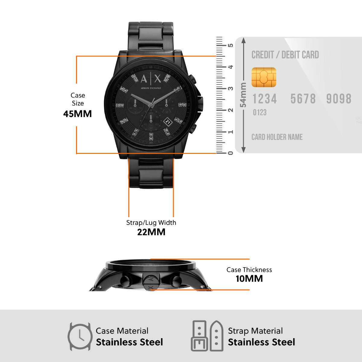 A|X アルマーニ エクスチェンジ ARMANI EXCHANGE 腕時計 メンズ クロノグラフ ステンレススチールウォッチ AX2093