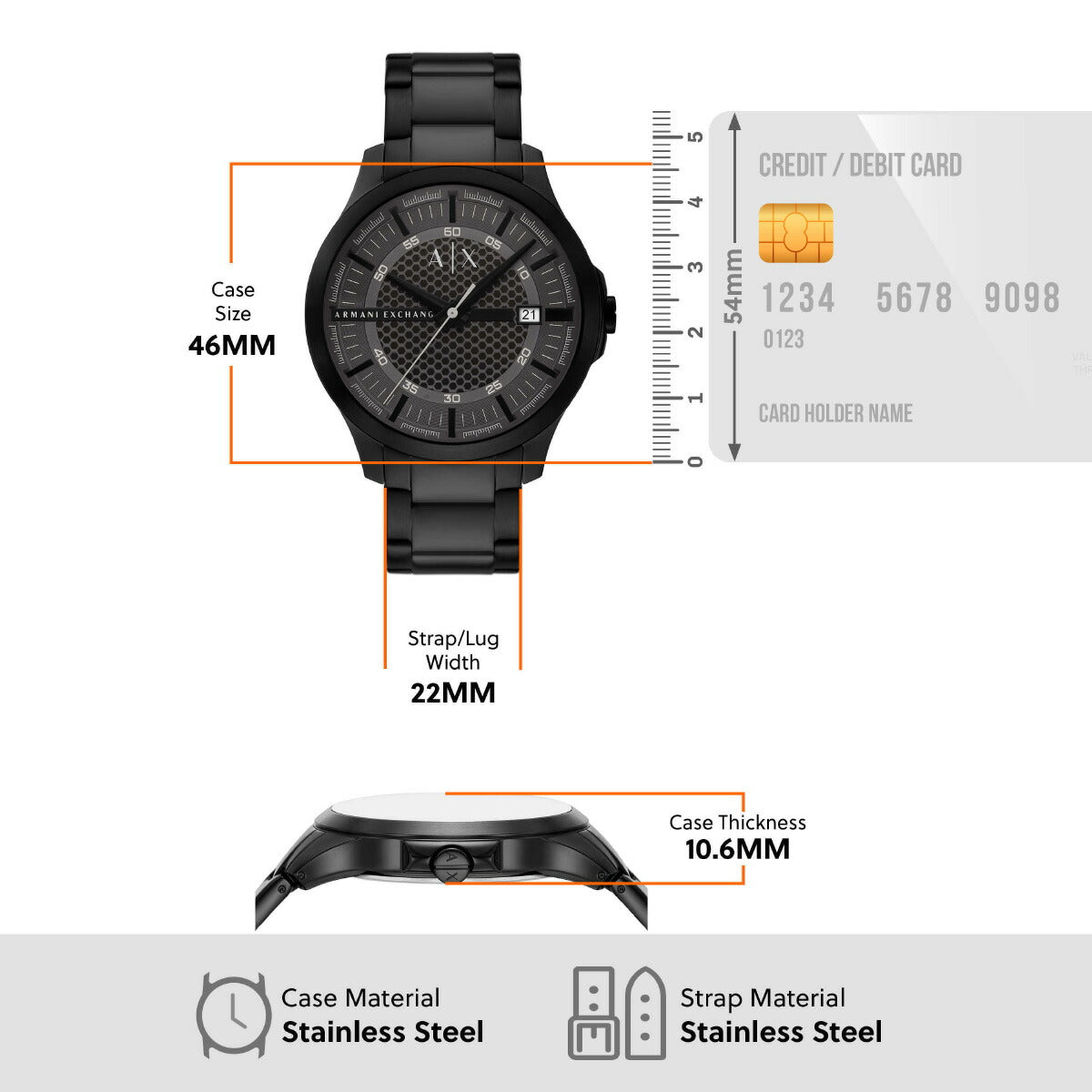 A|X アルマーニ エクスチェンジ ARMANI EXCHANGE 腕時計 メンズ 3針デイトウォッチ ブラック ステンレススチール AX2464【2025 新作】