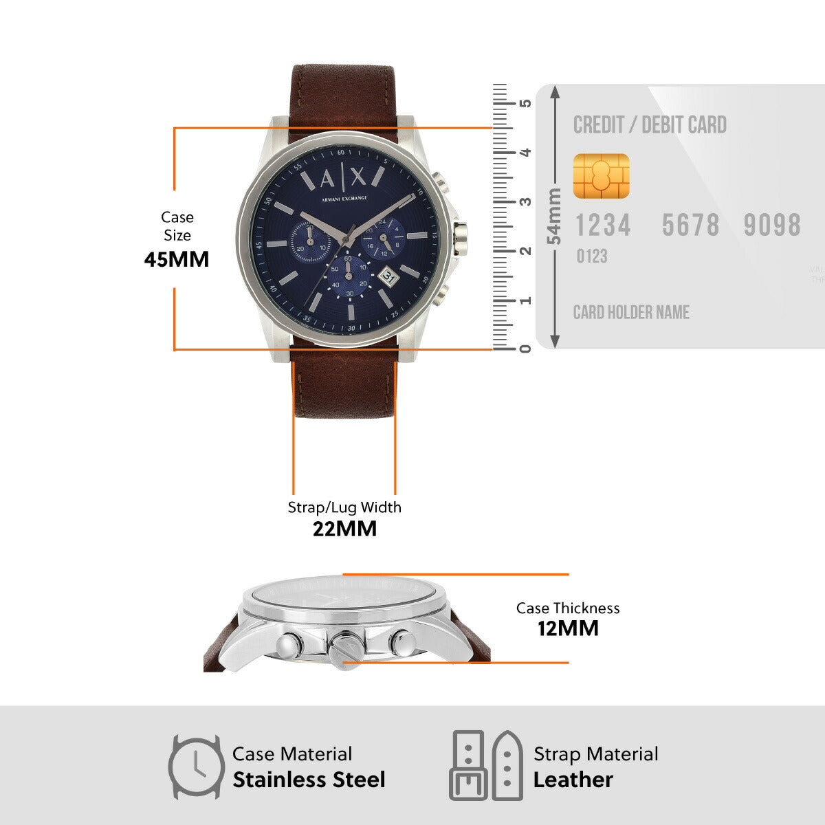 A|X アルマーニ エクスチェンジ ARMANI EXCHANGE 腕時計 メンズ クロノグラフ レザーウォッチ AX2501