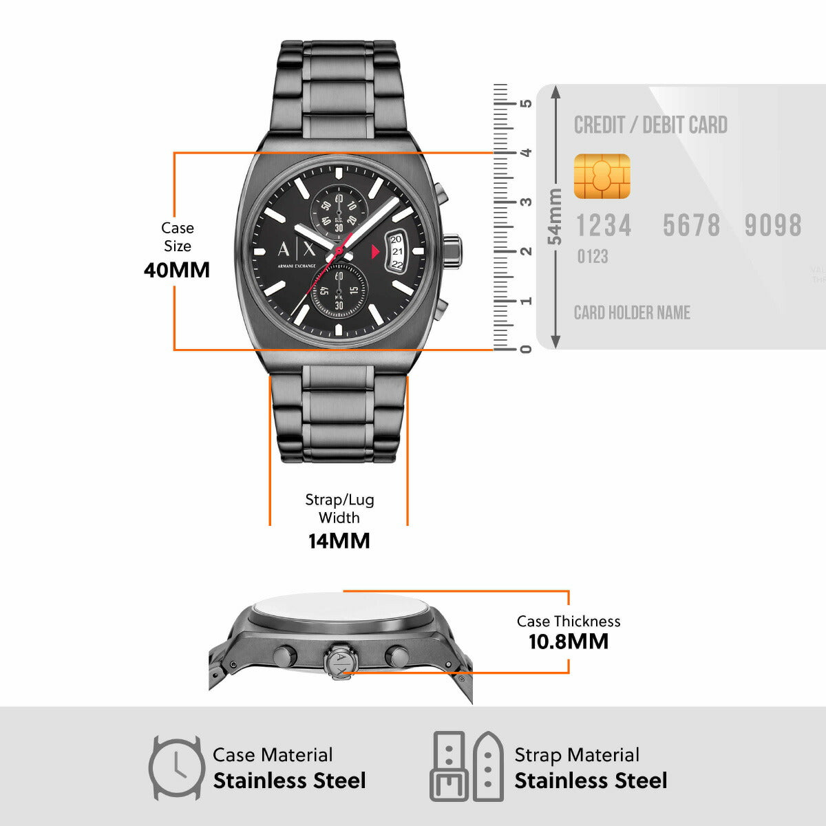 A|X アルマーニ エクスチェンジ ARMANI EXCHANGE 腕時計 メンズ クロノグラフウォッチ ガンメタル ステンレススチール AX2823【2025 新作】
