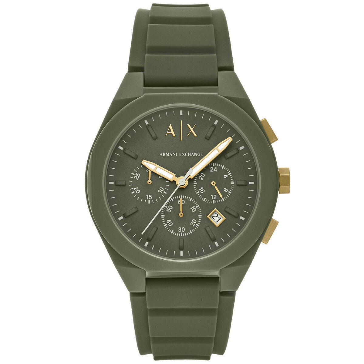 A|X アルマーニ エクスチェンジ ARMANI EXCHANGE 腕時計 メンズ クロノグラフ グリーン シリコンウォッチ AX4169【2025 新作】
