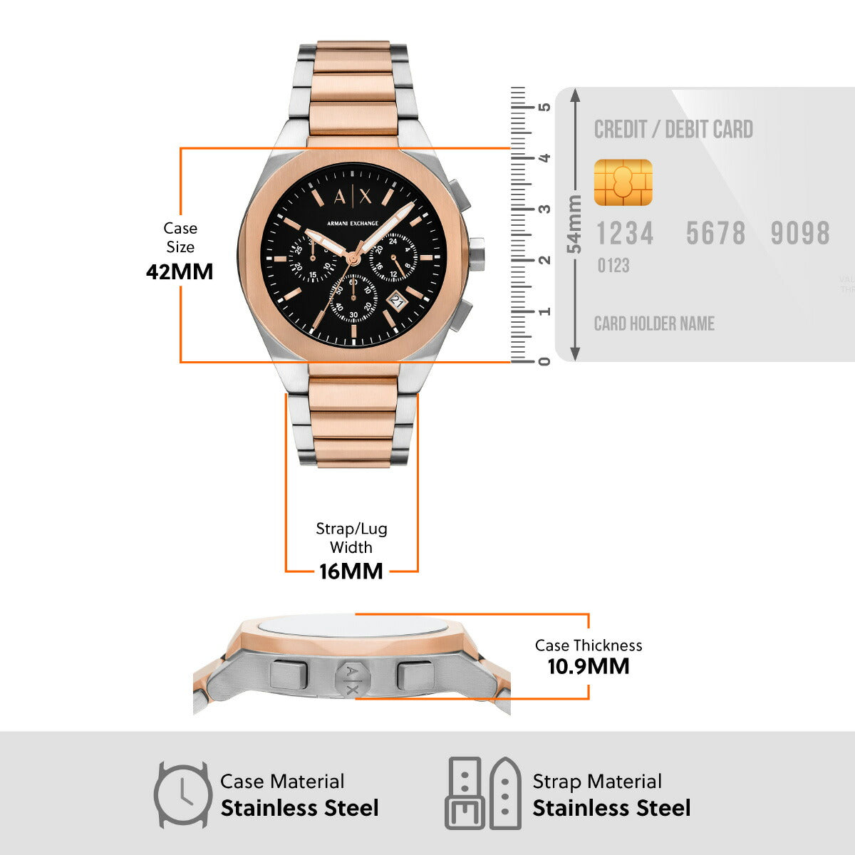 A|X アルマーニ エクスチェンジ ARMANI EXCHANGE 腕時計 メンズ クロノグラフ ステンレススチールウォッチ AX4181