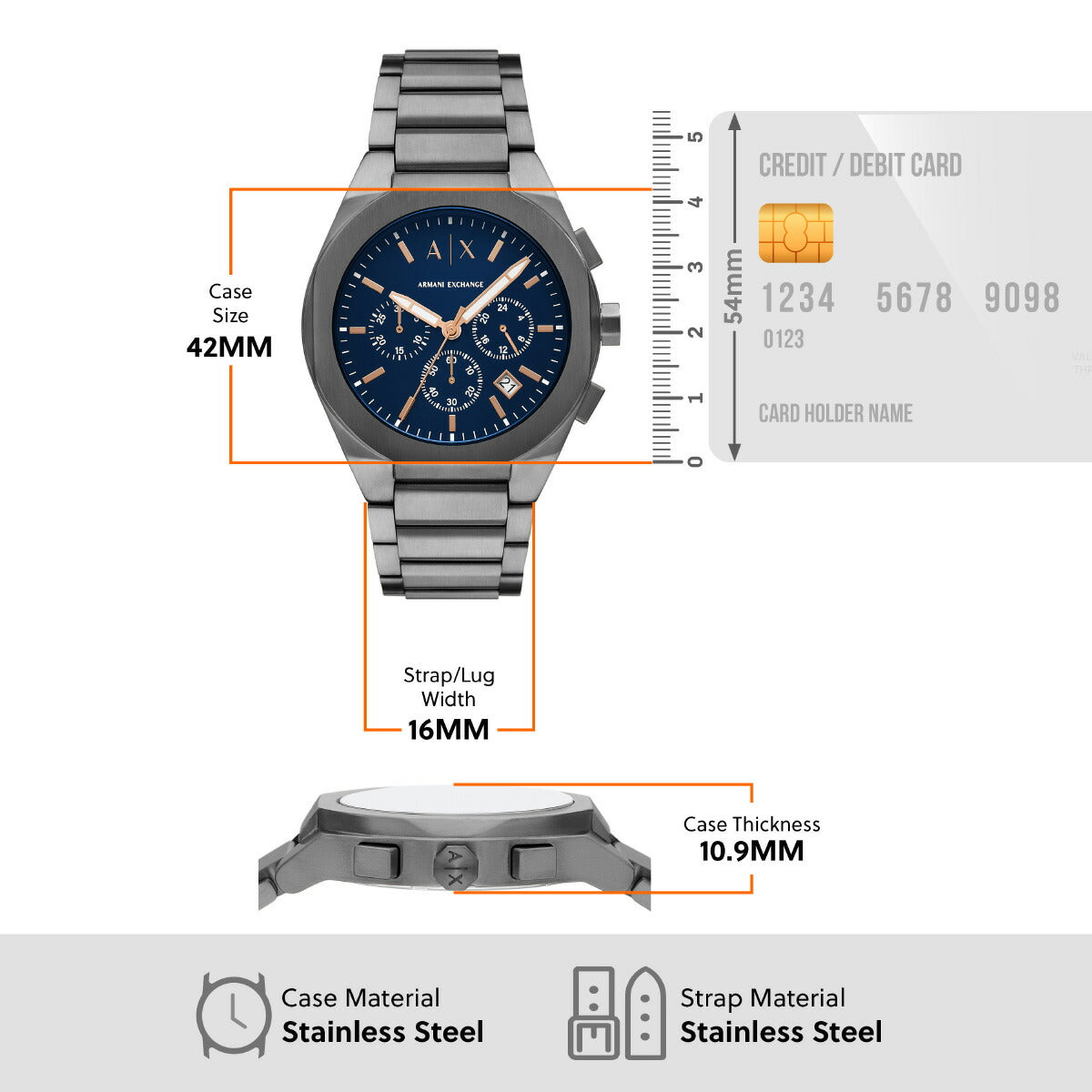 A|X アルマーニ エクスチェンジ ARMANI EXCHANGE 腕時計 メンズ クロノグラフ ステンレススチールウォッチ AX4182