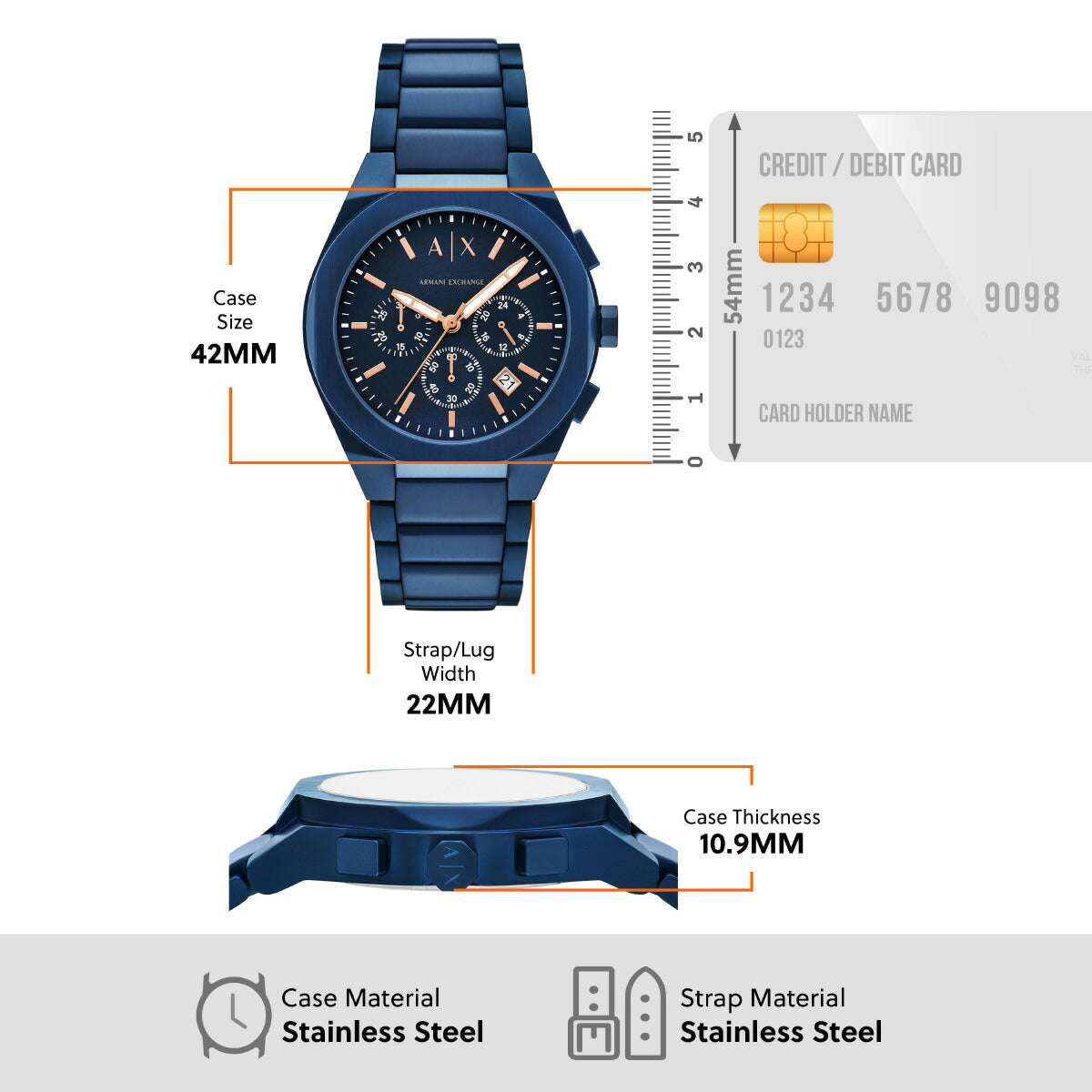 A|X アルマーニ エクスチェンジ ARMANI EXCHANGE 腕時計 メンズ SYNC クロノグラフウォッチ ブルー ステンレススチール AX4189【2025 新作】
