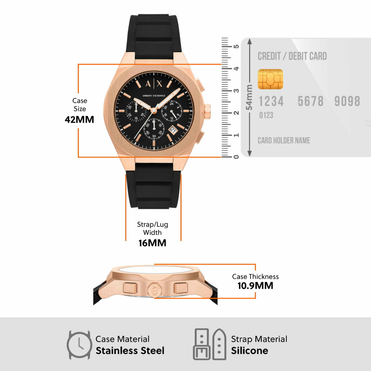 A|X アルマーニ エクスチェンジ ARMANI EXCHANGE 腕時計 メンズ SYNC クロノグラフウォッチ ローズゴールド シリコン AX4190【2025 新作】