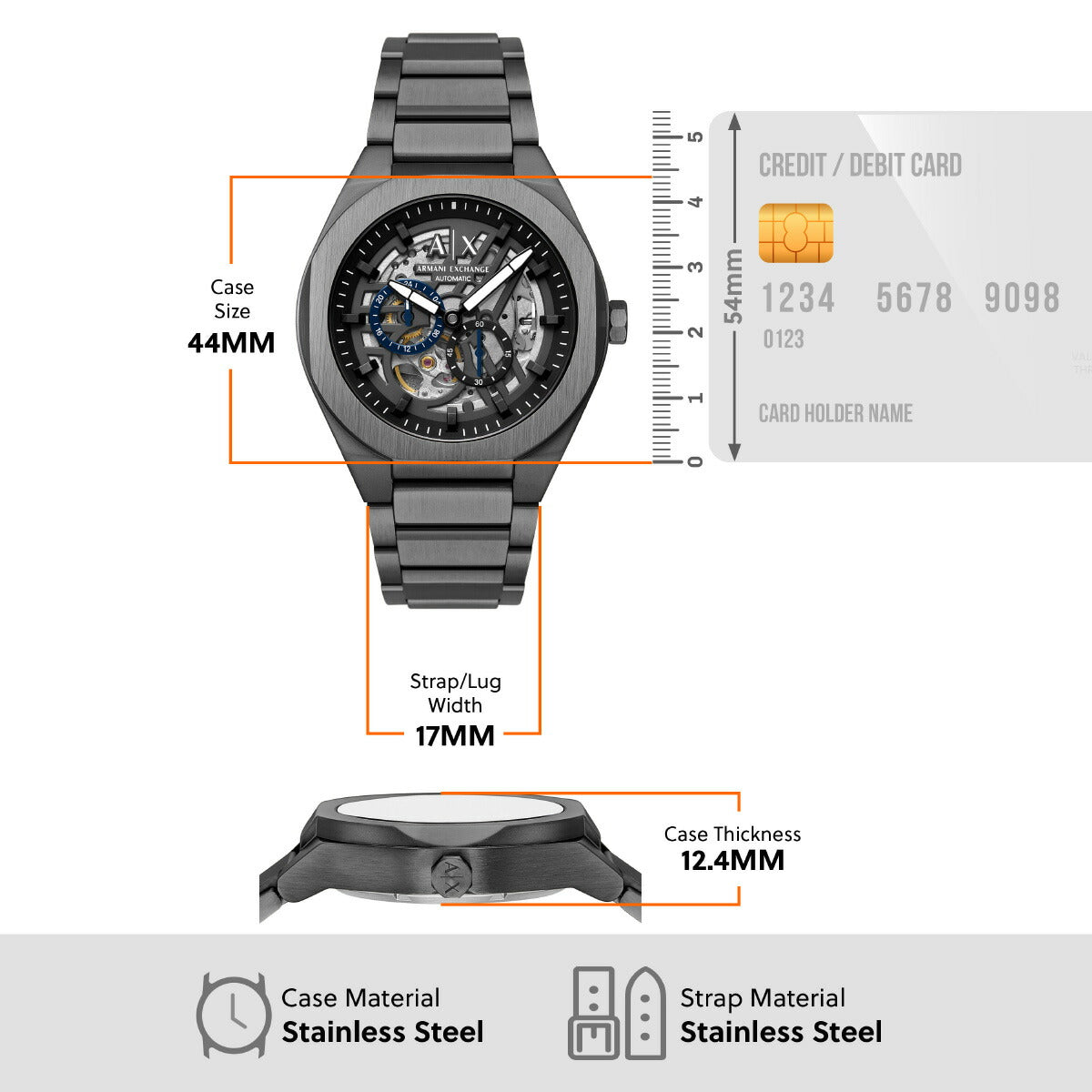 A|X アルマーニ エクスチェンジ ARMANI EXCHANGE 腕時計 メンズ SYNC 自動巻き ガンメタルステンレススチール AX4195【2025 新作】