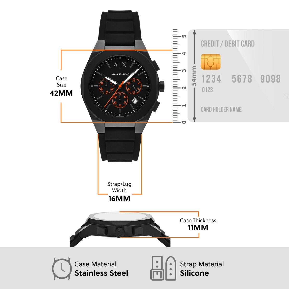 A|X アルマーニ エクスチェンジ ARMANI EXCHANGE 腕時計 メンズ SYNC クロノグラフ ブラックシリコン AX4198