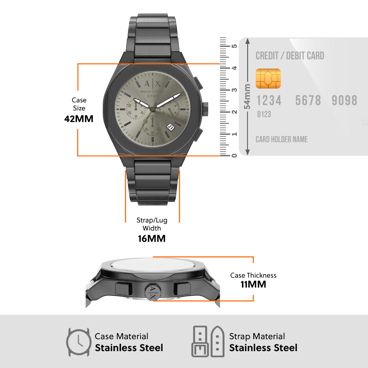 A|X アルマーニ エクスチェンジ ARMANI EXCHANGE 腕時計 メンズ クロノグラフ SYNC ステンレススチール AX4296【2026 新作】【60回分割手数料無料！】