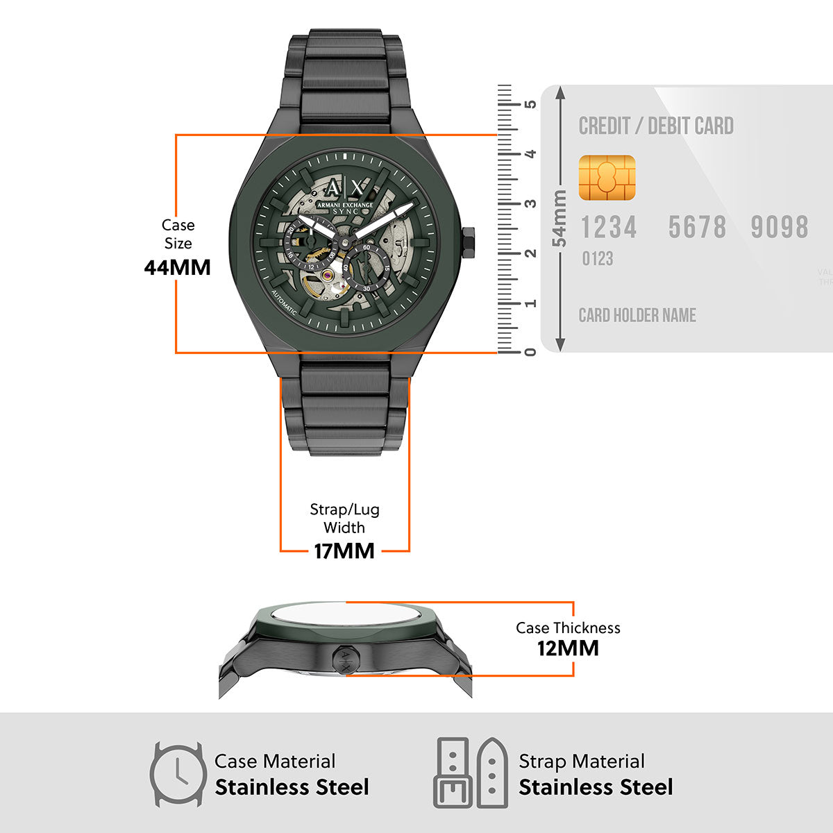 A|X アルマーニ エクスチェンジ ARMANI EXCHANGE 腕時計 メンズ 自動巻き ステンレススチール AX4302【60回分割手数料無料！】【2026新作】