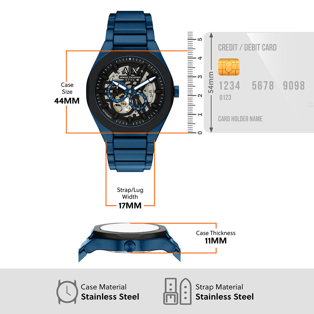 A|X アルマーニ エクスチェンジ ARMANI EXCHANGE 腕時計 メンズ 自動巻き ステンレススチール AX4303【60回分割手数料無料！】【2026新作】
