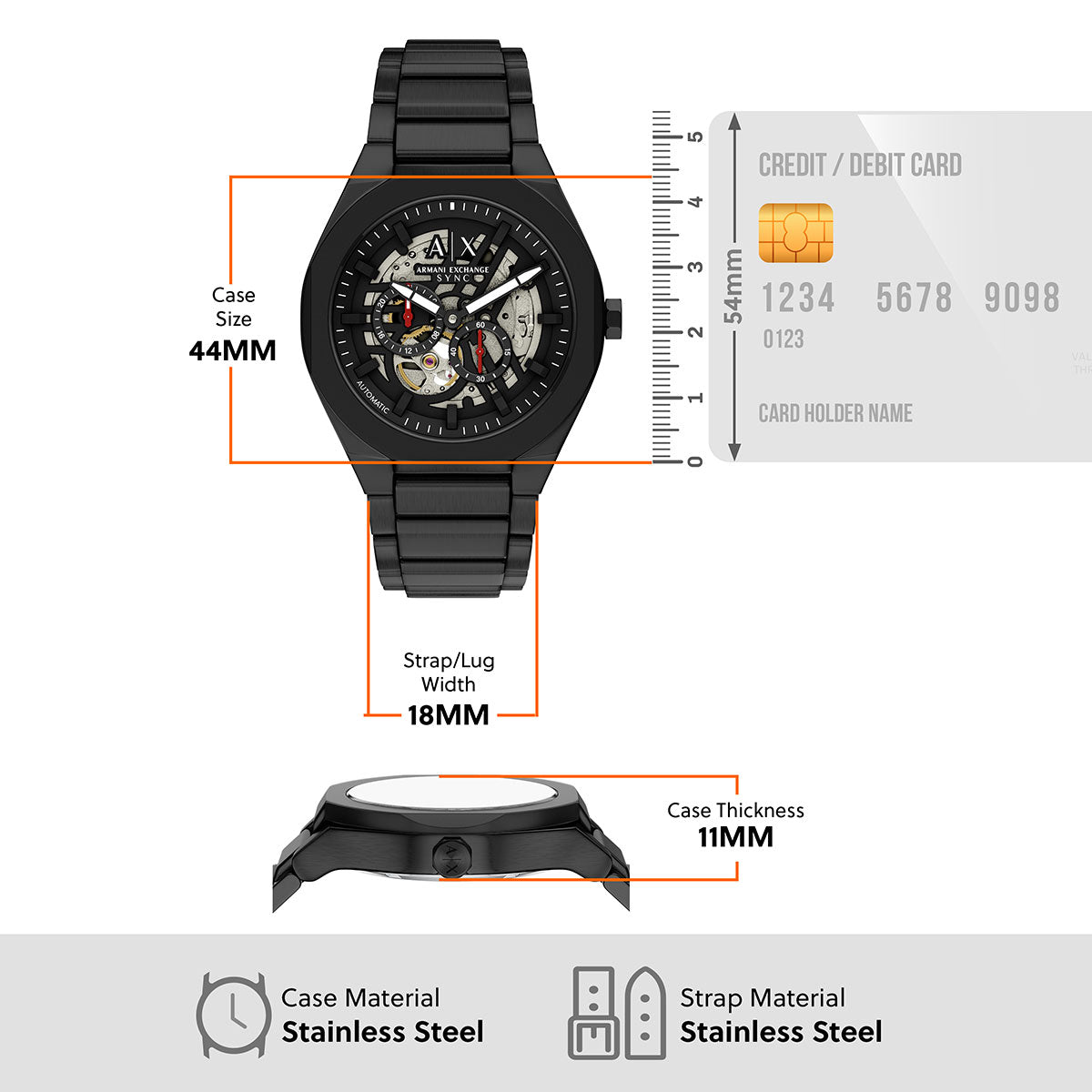 A|X アルマーニ エクスチェンジ ARMANI EXCHANGE 腕時計 メンズ 自動巻き ステンレススチール AX4304【60回分割手数料無料！】【2026新作】