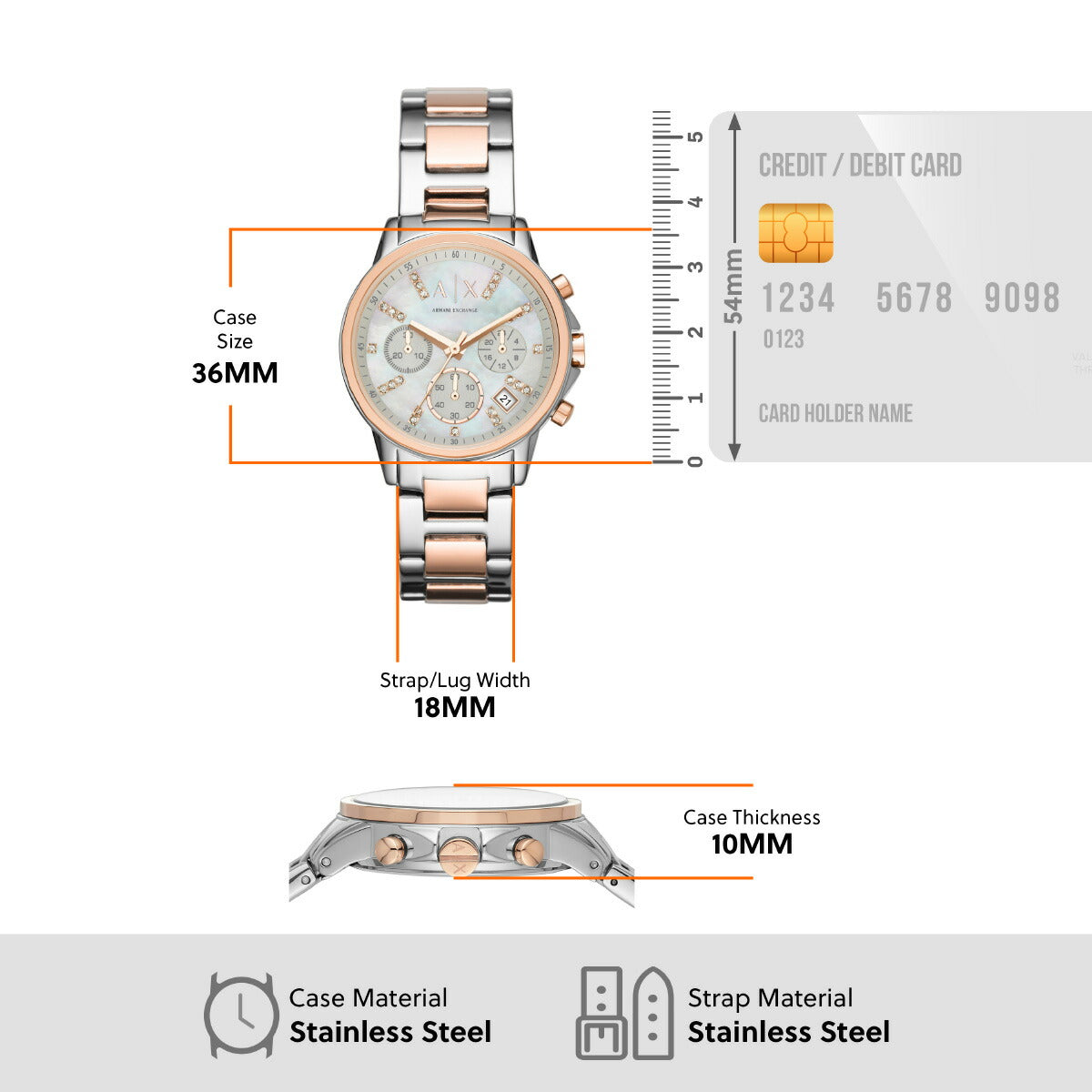 A|X アルマーニ エクスチェンジ ARMANI EXCHANGE 腕時計 レディース クロノグラフ ステンレススチールウォッチ AX4331