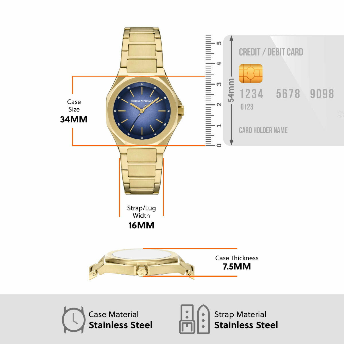 A|X アルマーニ エクスチェンジ ARMANI EXCHANGE 腕時計 レディース 3針ウォッチ ゴールドトーン ステンレススチール AX4620【2025 新作】