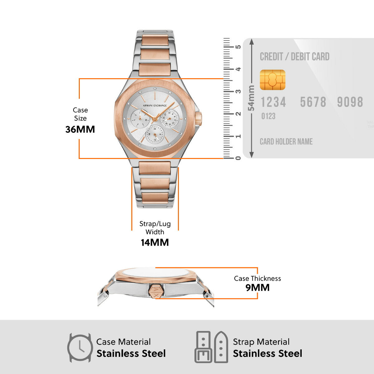 A|X アルマーニ エクスチェンジ ARMANI EXCHANGE 腕時計 レディース 多機能ウォッチ ツートン ステンレススチール AX4623【2025 新作】