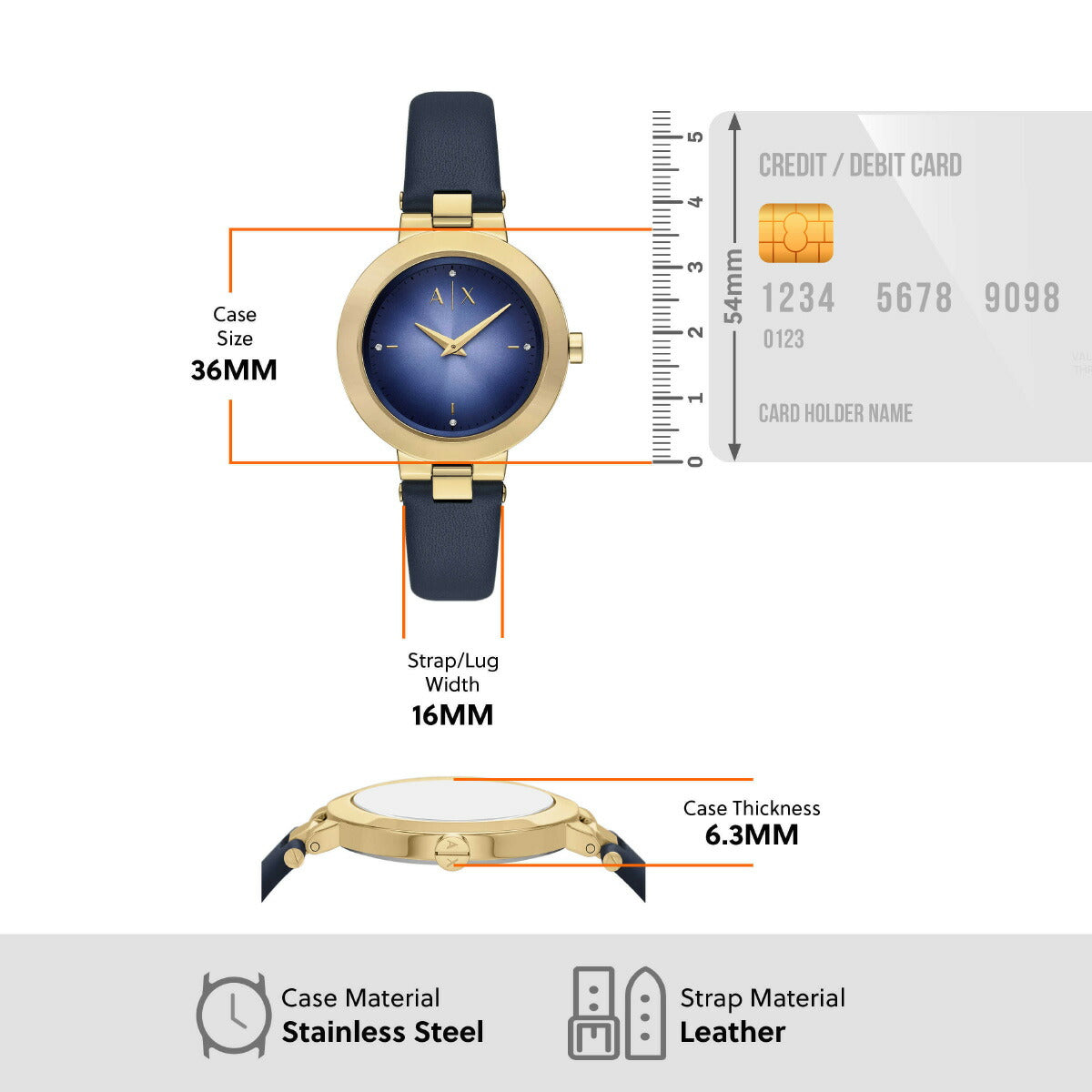 A|X アルマーニ エクスチェンジ ARMANI EXCHANGE 腕時計 レディース 2針ウォッチ ブラック レザー AX5179【2025 新作】