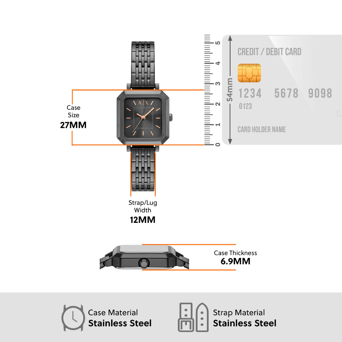 A|X アルマーニ エクスチェンジ ARMANI EXCHANGE 腕時計 レディース 2針ウォッチ ガンメタル ステンレススチール AX5732【2025 新作】