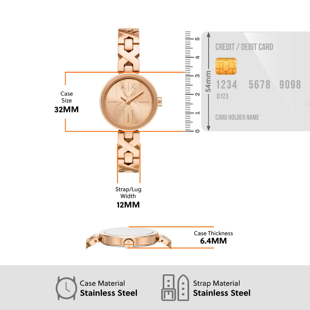 A|X アルマーニ エクスチェンジ ARMANI EXCHANGE 腕時計 レディース 2針ウォッチ ローズゴールドトーン ステンレススチール AX5832【2025 新作】