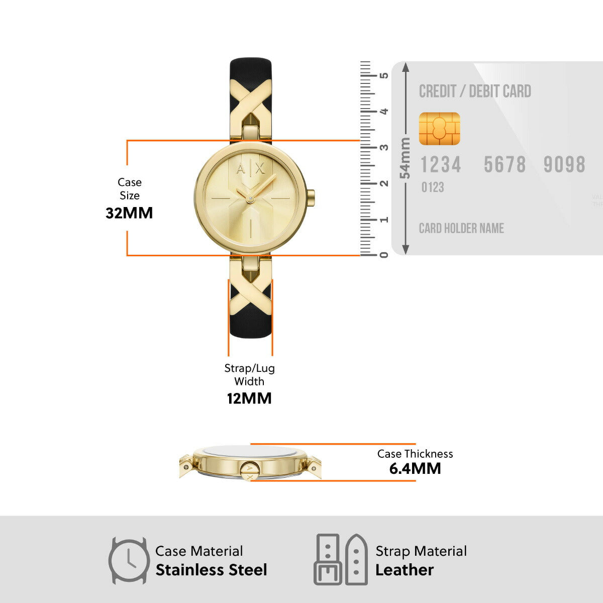 A|X アルマーニ エクスチェンジ ARMANI EXCHANGE 腕時計 レディース 2針ウォッチ ゴールドトーン レザー AX5833【2025 新作】