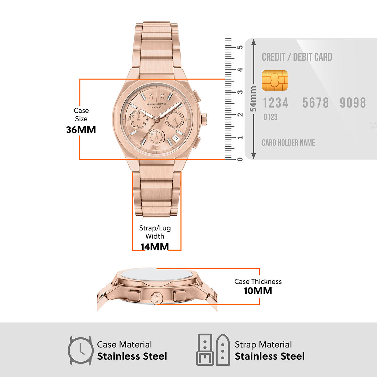 A|X アルマーニ エクスチェンジ ARMANI EXCHANGE 腕時計 レディース クロノグラフ SYNC ステンレススチール AX6035【60回分割手数料無料！】【2026新作】