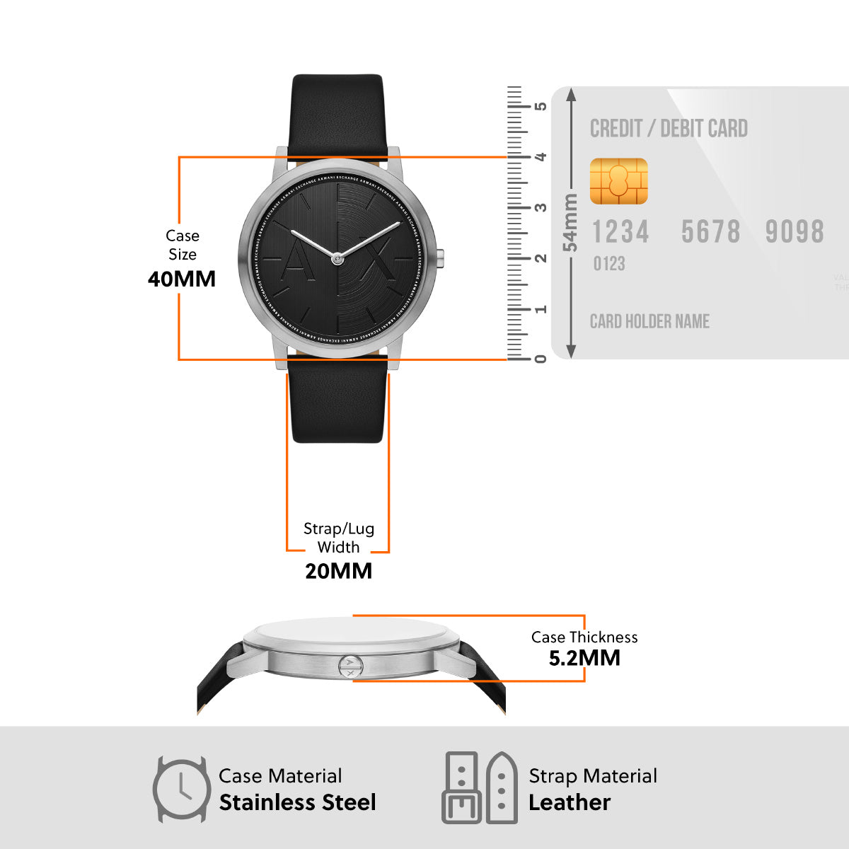 A|X アルマーニ エクスチェンジ ARMANI EXCHANGE 腕時計 メンズ 2針ウォッチ ブラックレザー＆デニムストラップセット AX7168SET【2025 新作】