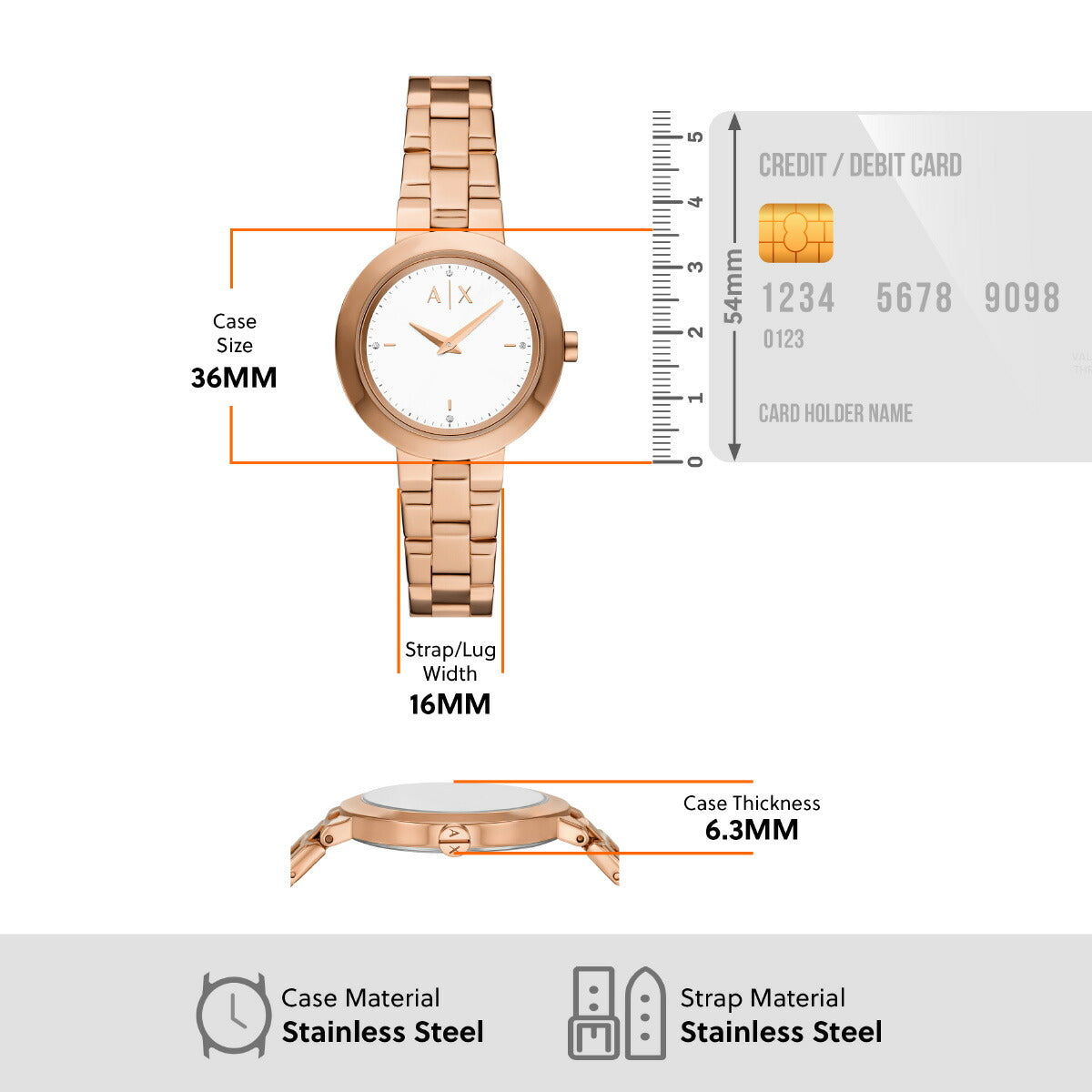 A|X アルマーニ エクスチェンジ ARMANI EXCHANGE 腕時計 レディース ギフトセット 2針ウォッチ ローズゴールドトーン ステンレススチール AX7175SET【2025 新作】