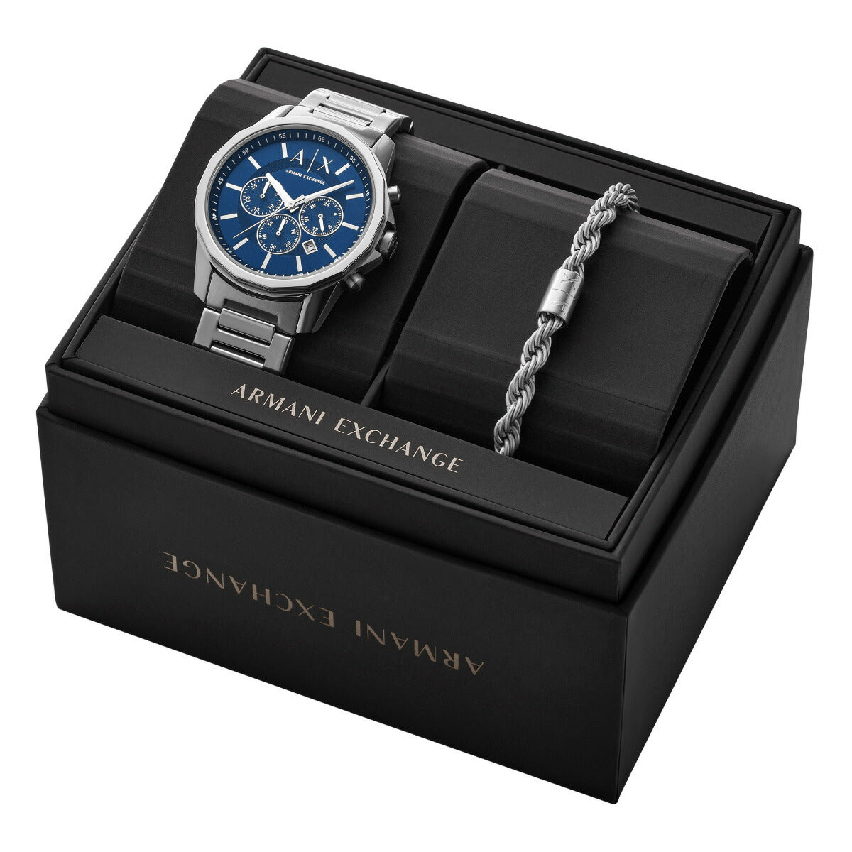 A|X アルマーニ エクスチェンジ ARMANI EXCHANGE 腕時計 メンズ ギフトセット クロノグラフ ステンレススチール AX7176SET【2025 新作】