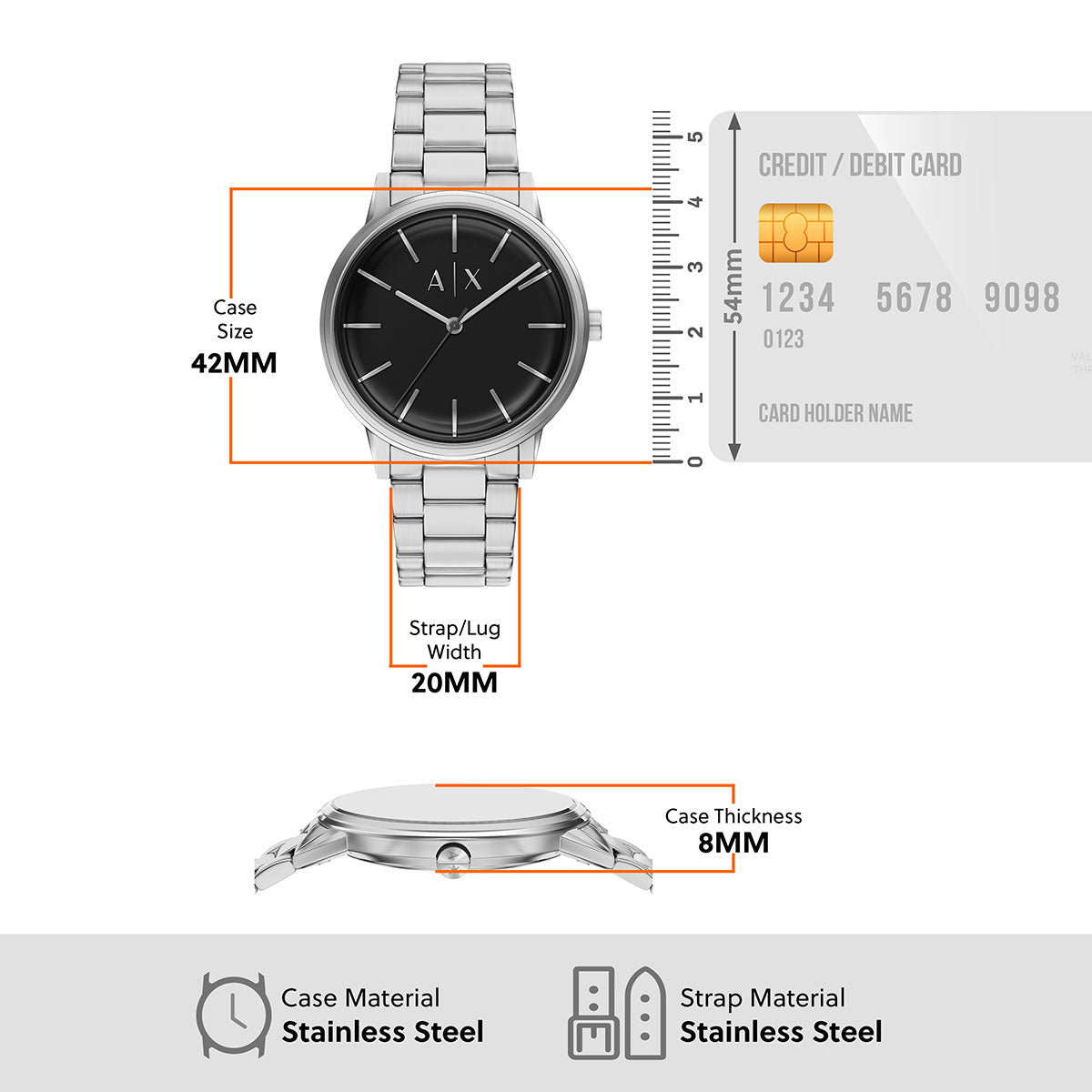 A|X アルマーニ エクスチェンジ ARMANI EXCHANGE 腕時計 メンズ ステンレススチール ウォッチ＆ブレスレット ギフトセット AX7182SET 【60回分割手数料無料！】【2026新作】
