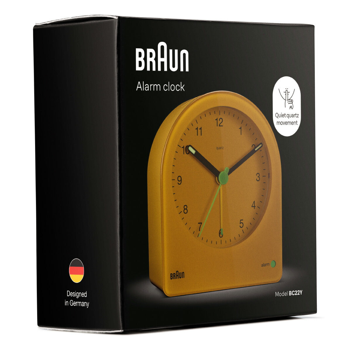 BRAUN ブラウン アラームクロック BC22Y アナログ 目覚まし時計 置き時計 Alarm Clock 82mm イエロー