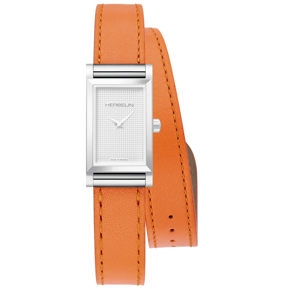エルブラン HERBELIN アンタレス ANTARES 専用 替えバンド ベルト レディース BRAC17048A80 ダブル ストラップ シルバー NAPPA SOFT ORANGE オレンジ