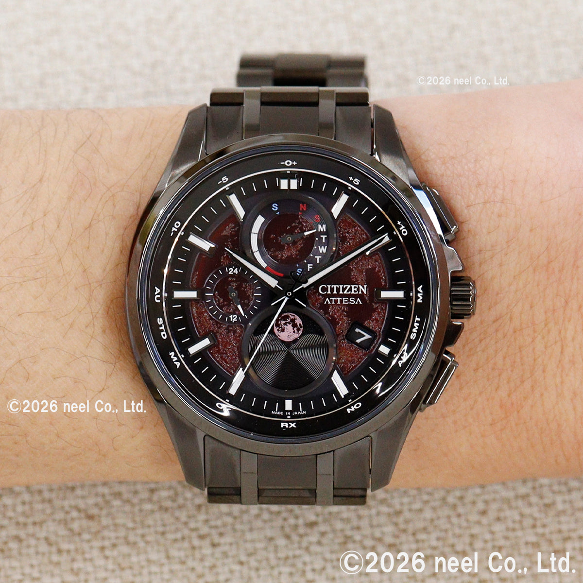 シチズン アテッサ CITIZEN ATTESA エコドライブ 電波時計 限定 腕時計 BY1005-73Z ダイレクトフライト ムーンフェイズ Black Titanium Series【2026 新作】