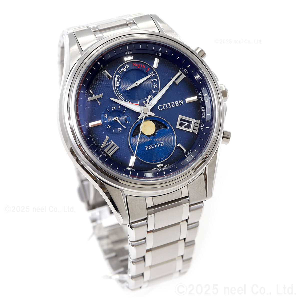 シチズン エクシード CITIZEN EXCEED エコドライブ 電波時計 ダイレクトフライト ムーンフェイズ BY1020-61L 月齢自動計算機能 ルナプログラム 搭載【2025 新作】